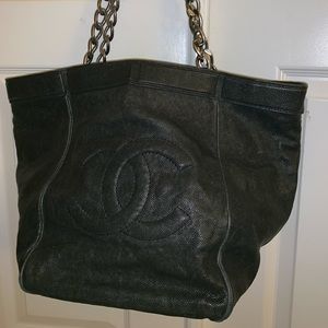 Navy Chanel Leather tote
